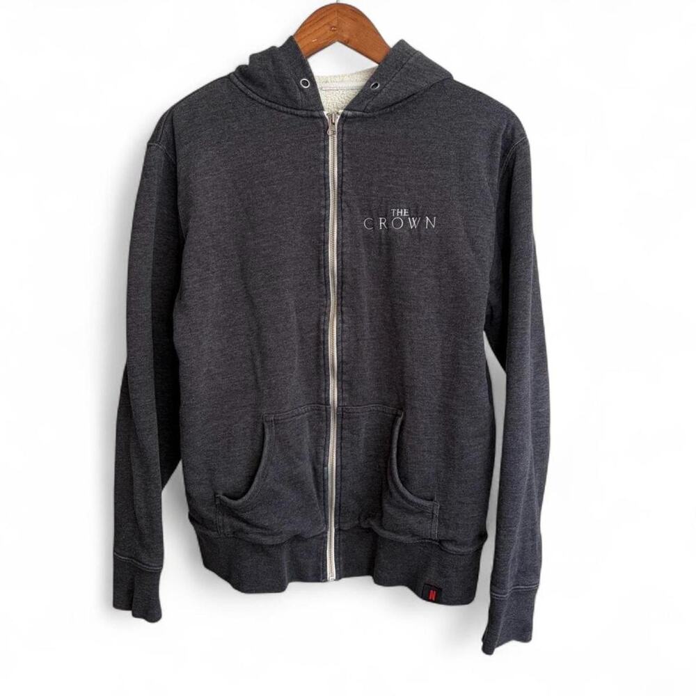The Crown Netflix Series Zip Up Sherpa Hoodie Mens S Cast & Crew TV Show Promo